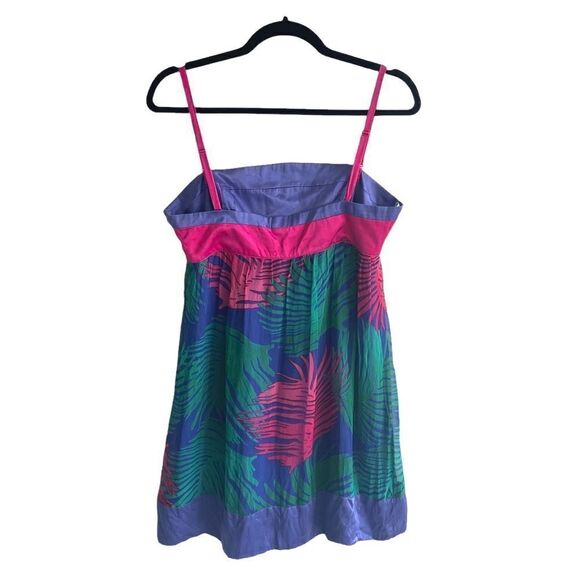 MARCIANO GUESS Silk Sleeveless Tropical Print Mini Dress Purple Pink Green M - Picture 2 of 7